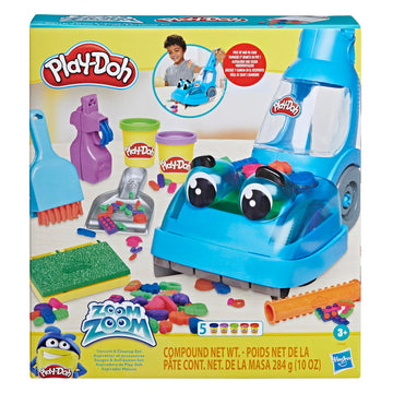 Play-Doh Zoom Vacuum and Cleanup Toy - Kids Cleaner, Small, Multicolor, Model F3642, 5 Cans Included