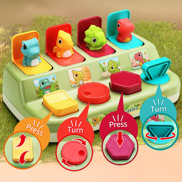 Aiqi Interactive Pop Animal Up Pals Baby Toy,Cause And Effect Toy,Early Learning Infant Toy For Sorting Colors,Montessori Develo