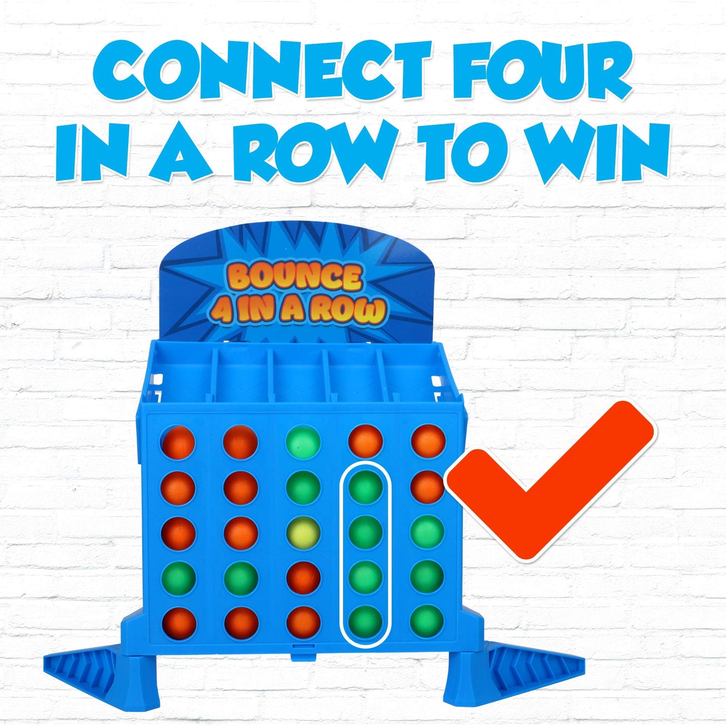 Point Games Bounce 4 In A Row - Travel Friendly Storage Case- Classic Board Games W Twist - Line Up 4 Classic Game - Strategical Thinking And Aim Practice - Portable Toys For Boys And Girls Ages 6+