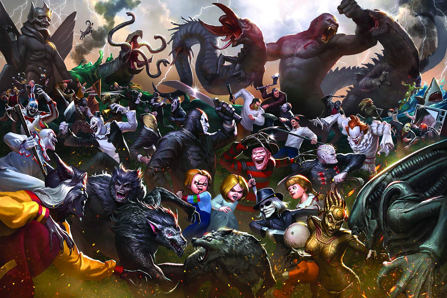 Fright Fight Horror Movie Villain Inspired 1000 Piece Jigsaw Puzzle For Adults | Challenging Interactive Brain Teaser For Family Game Night | 28 X 20 Inches