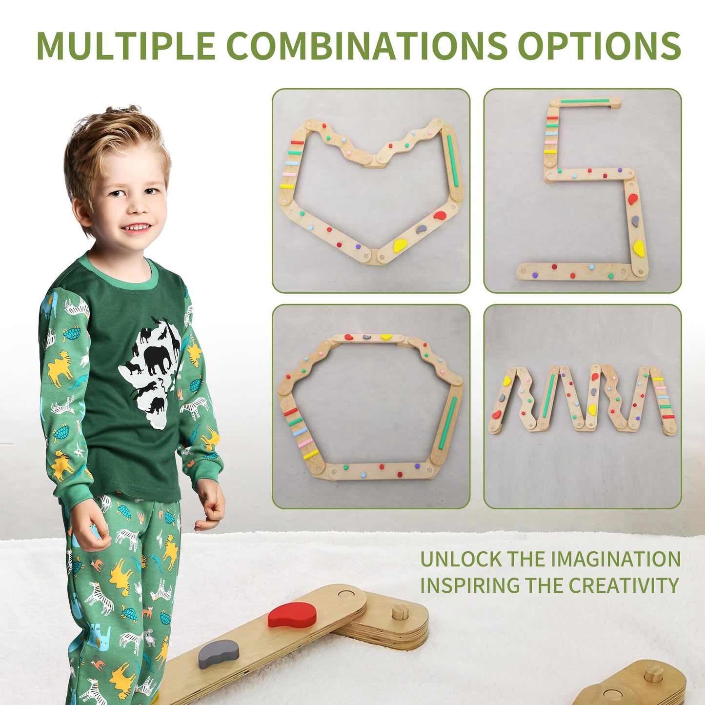 Autirinee 8 Pcs Wooden Balance Beam, Montessori Toy For Kids 3-5, Toddler Balance Beams, Build Coordination And Gross Motor Skil