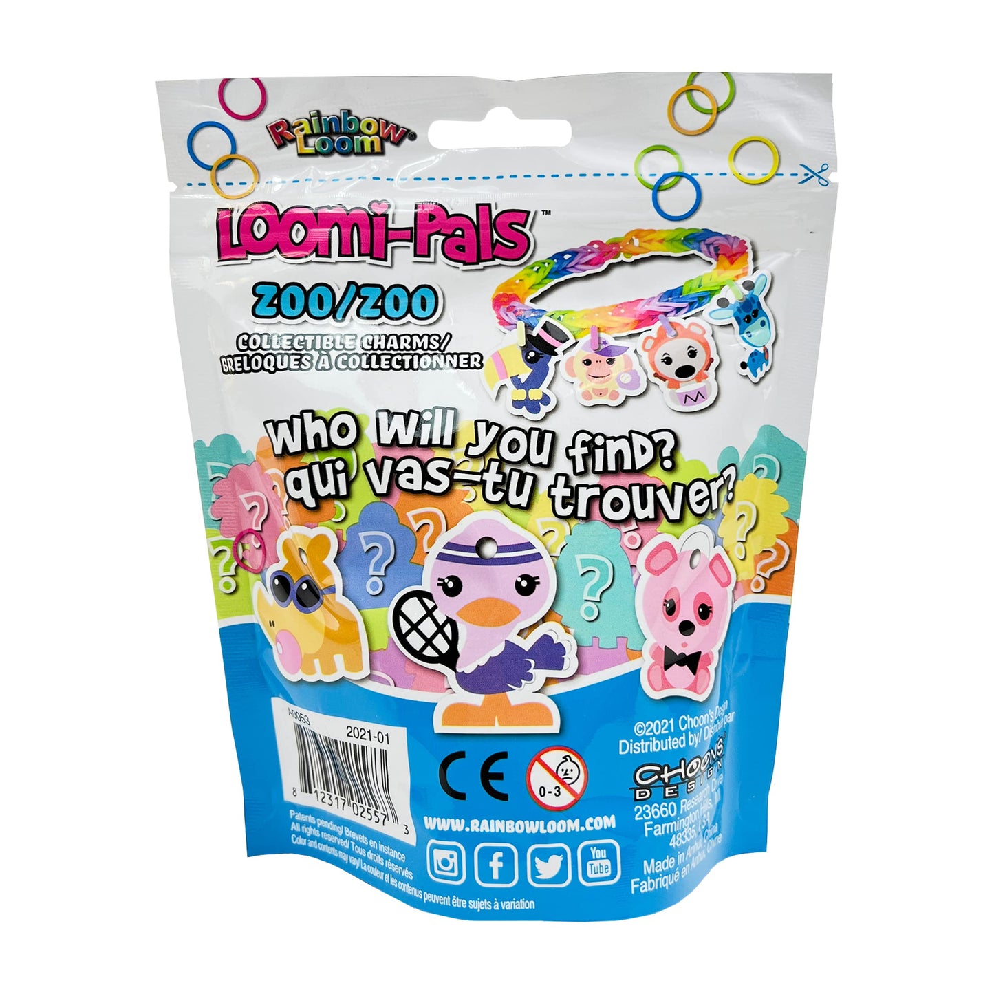 Rainbow Loom® Loomi-Pals Zoo Collectible, Features 30 Mystery Cute Zoo Themed Charms And 600 Colorful Rubber Bands All In A Resealable Bag, Great Gifts For Boys And Girls 7+