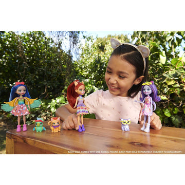 Enchantimals Small Doll & Accessories, City Tails Hadley Husky Doll & Sledder Dog Figure, Removable Skirt