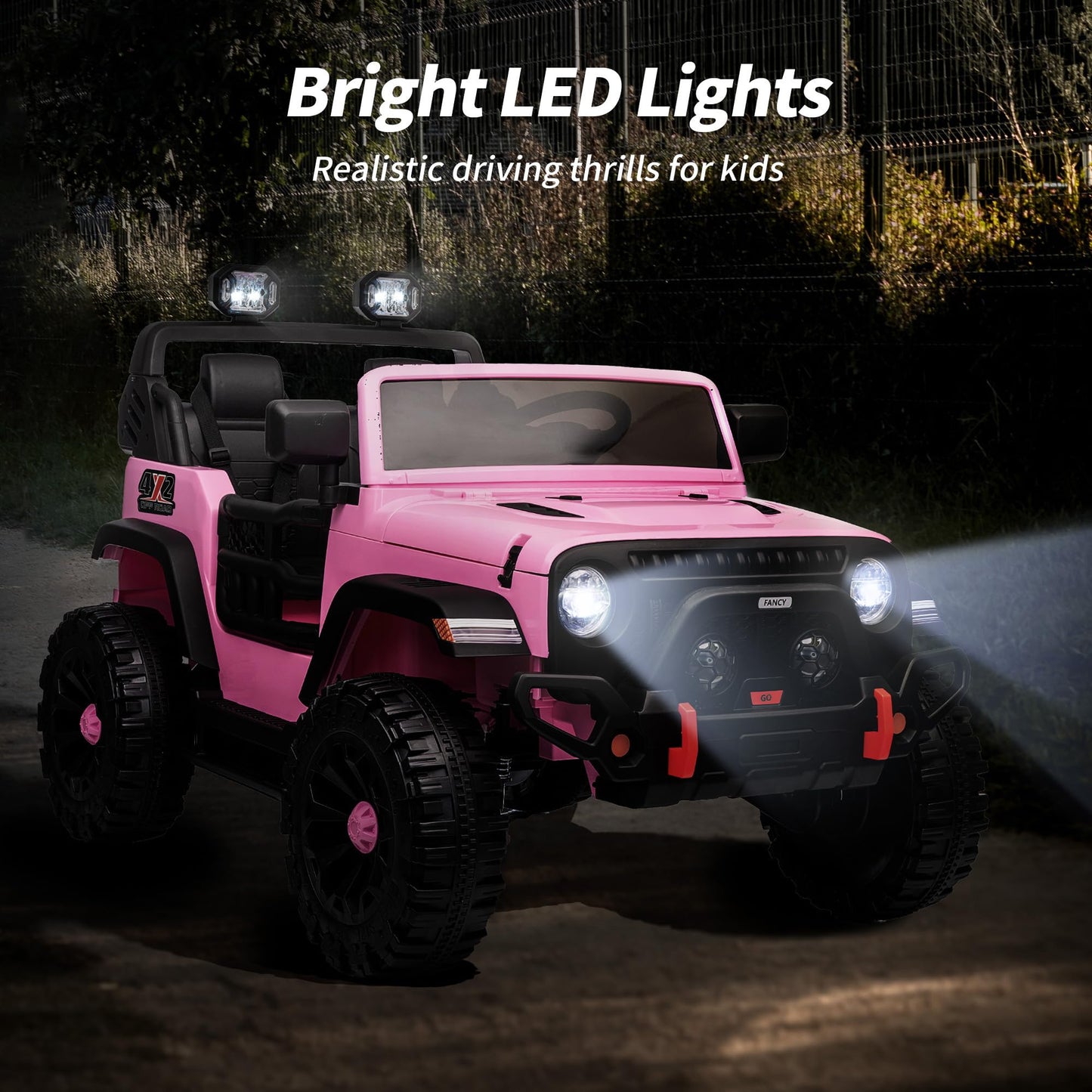 Outfunny 2-Seater Ride on Truck Toy  12V Electric Truck Car for Kids Boys Age 4-8 w/Remote Control  Bluetooth  Capacity 150lbs - Pink