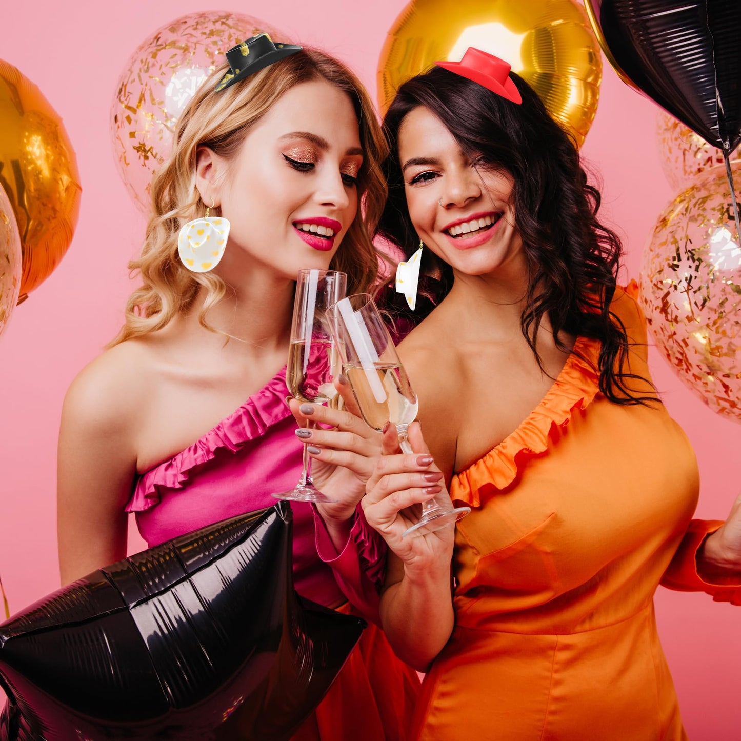 Yuronam 30 Pcs Plastic Mini Western Cowboy Cowgirl Hats Miniature Hats for Crafts,Party,Dollhouse Decoration (Red)