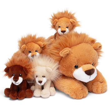 Ikasa Mommy Lion Stuffed Animal Mom And Baby Plush Toy, Cute 17'' Soft Small Mama Family Set Cuddly Toys With Little Mini Babies