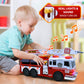 VEBO Motorized Fire Truck with Lights & Siren, 15" Rescue Ladder, Multicolor, Fun for Kids 3+ Years Old