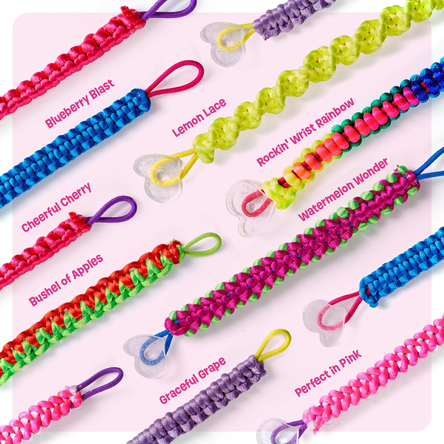 Pretty Me Friendship Bracelet Making Kit - Multicolored Crafts for Girls Age 8-12 - Small Size, Includes String and Heart-Shaped Clasps