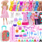 K.T. Fancy 83 Pcs Dolls & Accessories With Doll Closet Wardrobe For 11.5 Inch Doll Dress Up Set Including Wardrobe Shoes, Wallet, Dress Hangers, Brush, Necklace, Pet And Other Accessories