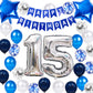 15Th Birthday Party Decoration For Boys, Happy Birthday Banner Blue Number 15 Birthday Balloons 15Th Birthday Latex Confetti Bal