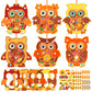 24 Sets Fall Crafts Kit DIY Tissue Paper Crafts DIY Owl Sun Catcher Craft Ornaments Hanging Decorations Art Owl Pumpkin Leaf Sun