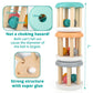 DUCKBOXX XX Montessori Infant Toys, Natural Wood Rolling Rattle Toy for Babies Ages 0m - 2yrs (White Base - 3pcs)