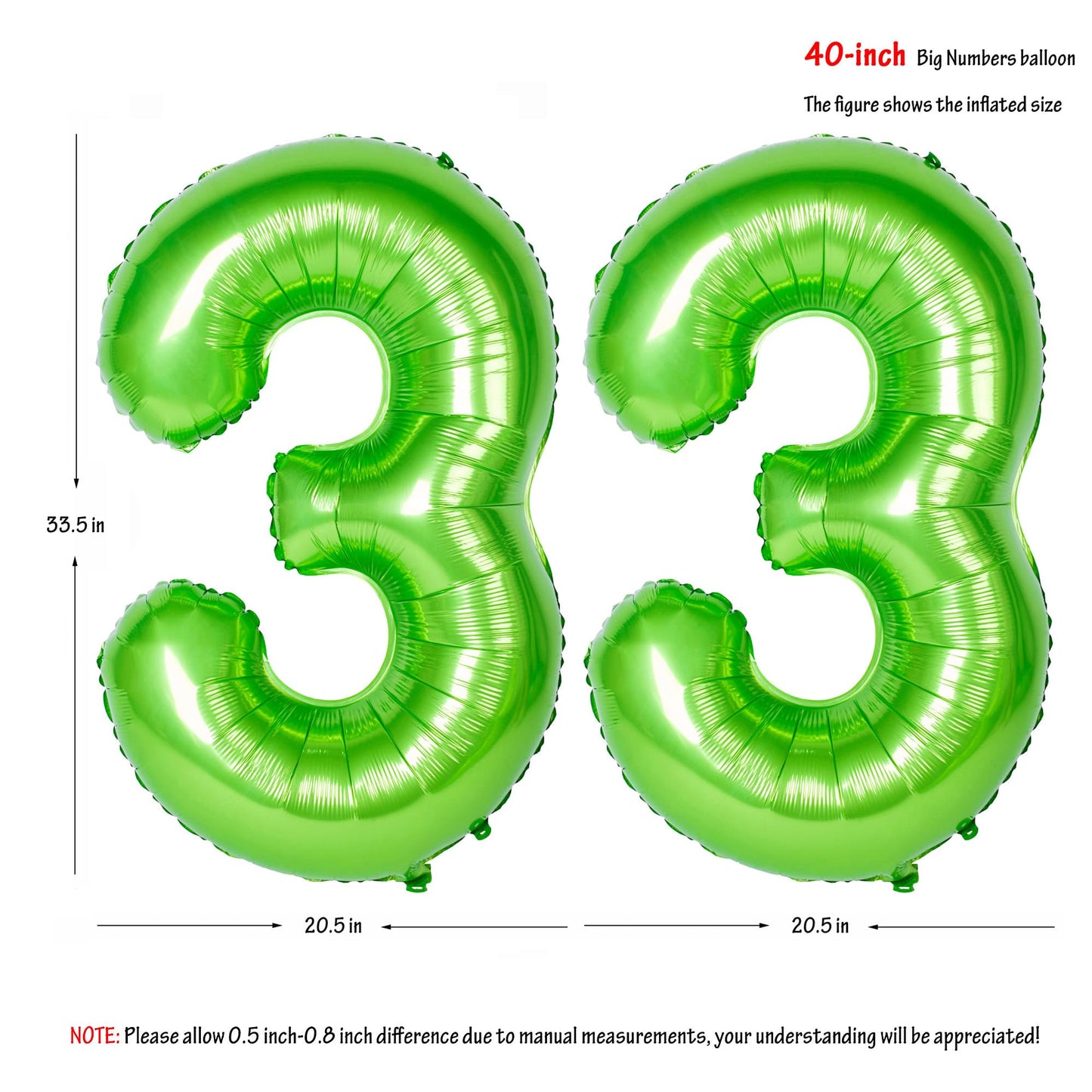Number Balloons 40 Inch Green Birthday Party Decorations 33St Digital Jumbo Helium Foil Mylar Balloon