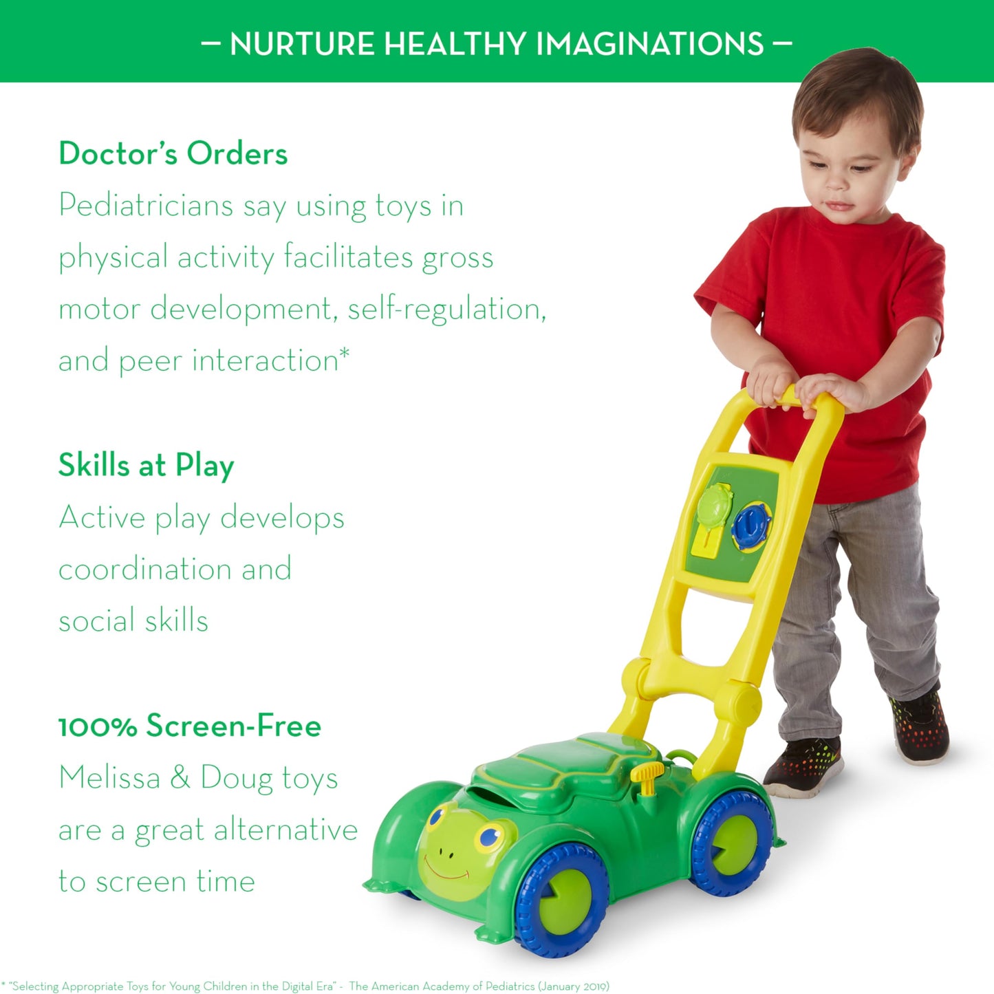Melissa & Doug Snappy Turtle Lawn Mower Toy - Multi Color, One Size, Plastic, Model 6744 for Pretend Play
