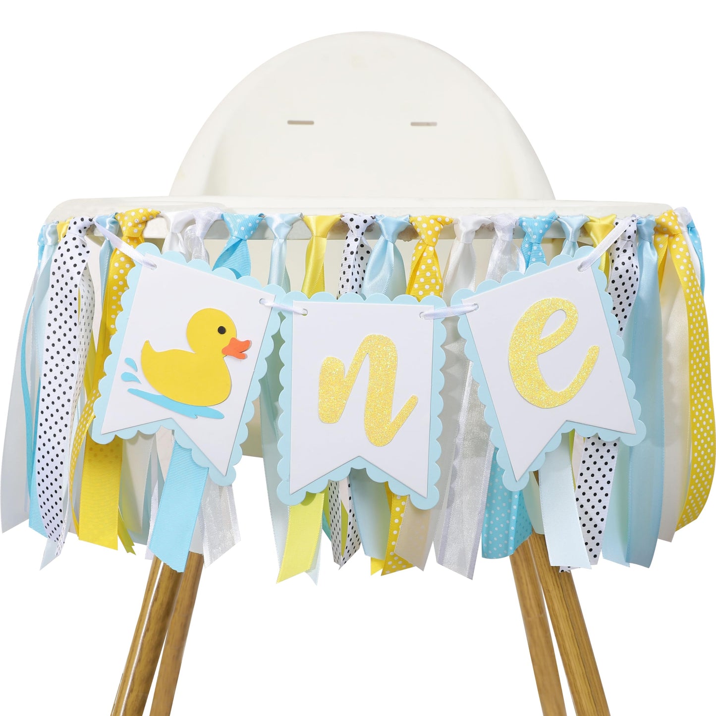 Rubber Ducky 1st Birthday high chair banner - Rubber Duck 1st Birthday Decoration, Light Blue 1st Birthday banner for Boys, Summ