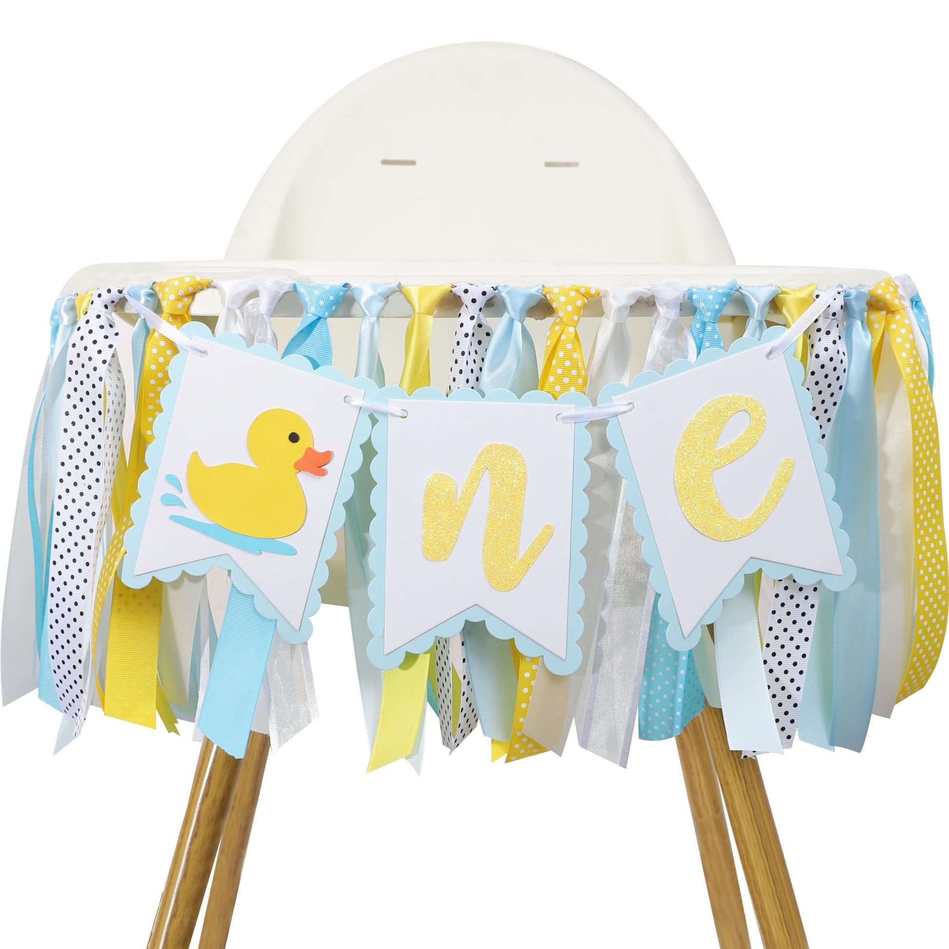 Rubber Ducky 1st Birthday high chair banner - Rubber Duck 1st Birthday Decoration, Light Blue 1st Birthday banner for Boys, Summ