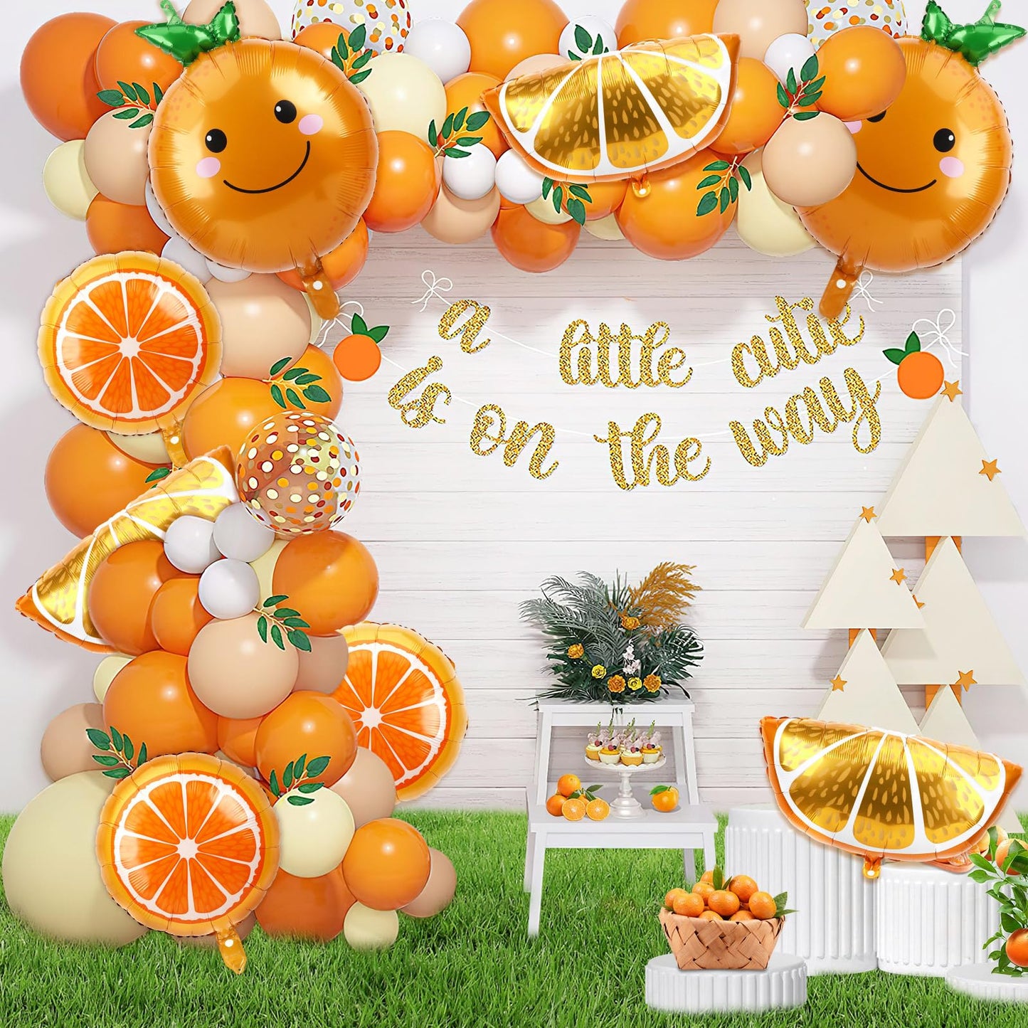 NOVWANG 18pcs Orange Fruit Balloon, Cartoon Citrus Fruit Balloons for Little Cutie Baby Shower Party Citrus Foil Balloon Citrus