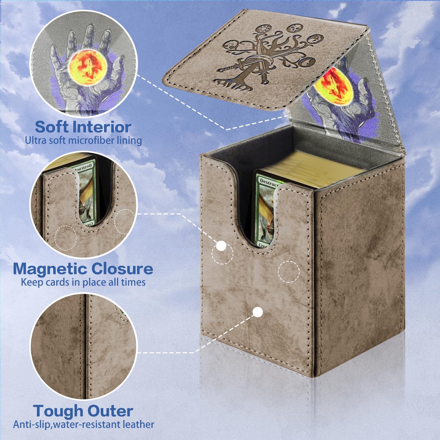 PROMAXIBINDER MTG Card Deck Box  Commander Deck Box Fits 100 Single Sleeved Cards  Storage for TCG/MTG Crads  PU Leather Strong Magenet (Mud  Tree)