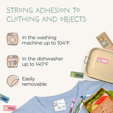 Personalized Name Labels for Kids, Clothing & Items (60), Custom Daycare Labels and School, Waterproof Name Tag Stickers (1.2