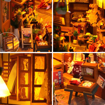 Book Nook Kit, Bookshelf Insert Decor Alley 3D Wooden Puzzle Bookshelf Insert Decorative Bookend Model Kits With Led, Diy Miniat