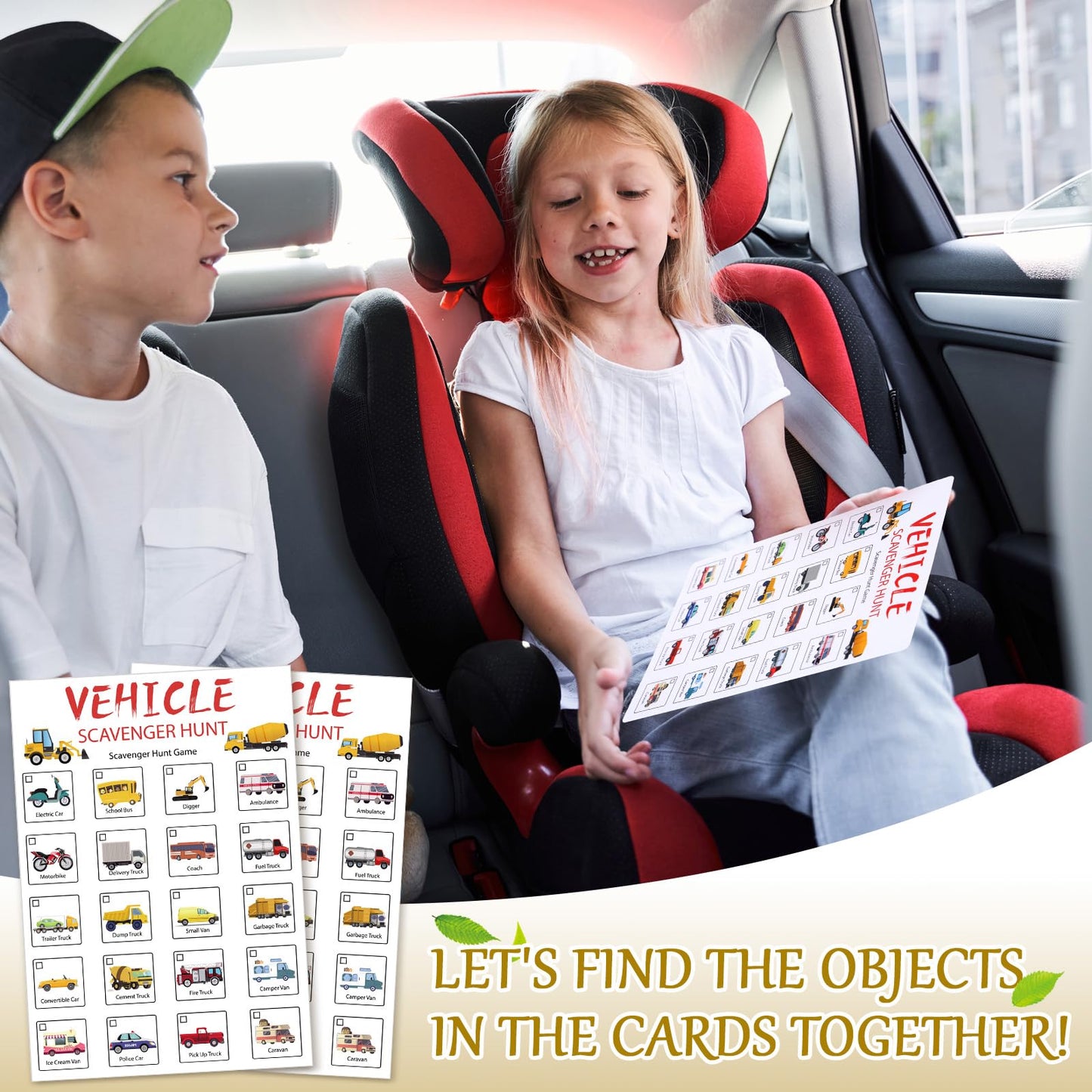 Hoolerry 30 Pcs Nature Scavenger Hunt For Kids Road Trip Game Car Scavenger Hunt Cards Travel Activities Camping Games Outdoor I
