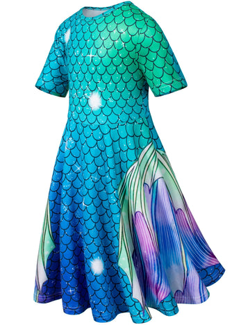 Doll And Girl Matching Nightdress Mermaid Dress Nightgowns Costume For Girl And 18'' American Girl Doll Clothes(1-130)