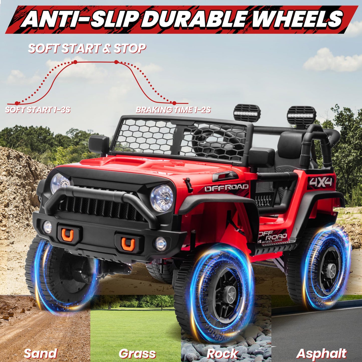 Joyracer 24V Ride On Toys With 4X200W Motors, 20'' Xl 2 Seat Power Ride On Wheels W/2 Safe Belts, Remote Control, 4-Wheeler Susp