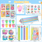 BenLouis 192Pcs Candyland Party Favors Ice Cream Donut Mini Notebook Stampers School Stationery Bulk for Kids Lollipop Sweet Tre