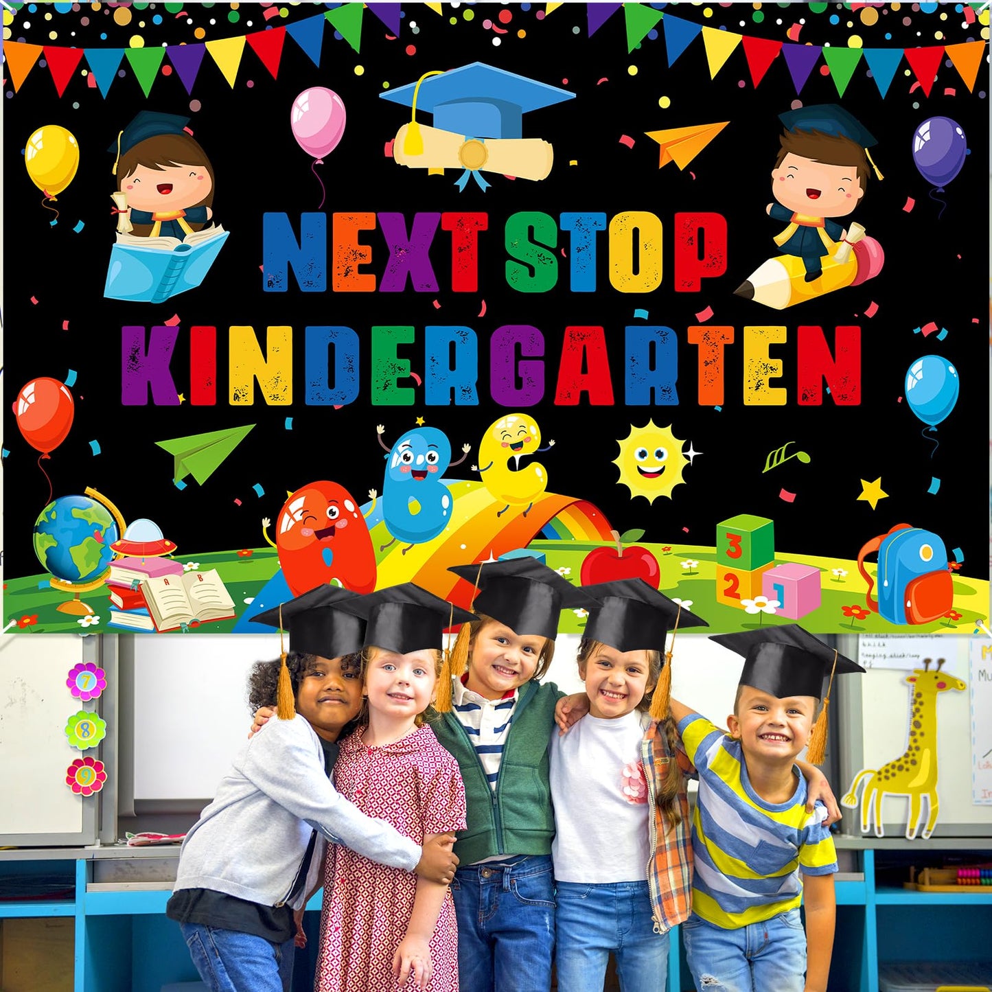 Preschool Graduation Decorations Banner Next Stop Kindergarten Banner Preschool Graduation Backdrop Kindergarten Backdrop Pre-K