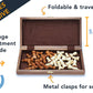 We Games Wooden Chess Set, Foldable Chess Board With Wooden Staunton Chess Pieces, Educational Game For Kids Portable Chess Set With Storage Space, Hand Crafted Walnut Veneer Wooden Board