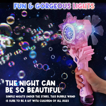 Chridark Bubble Wands For Kids Girls - Include 4 Bubble Solution, Light Up Led & Sound Effect, Outdoor Party Birthday Windmill Bubble Machine Toys For Toddlers, Gift For Girls Age 3 4 5 6 7 8 Year Old