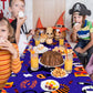 Tegeme Bulk Halloween Tablecloth for Kids Party 108 x 54 Inch Disposable Plastic Rectangular Table Covers with Cute Cat Pumpkin