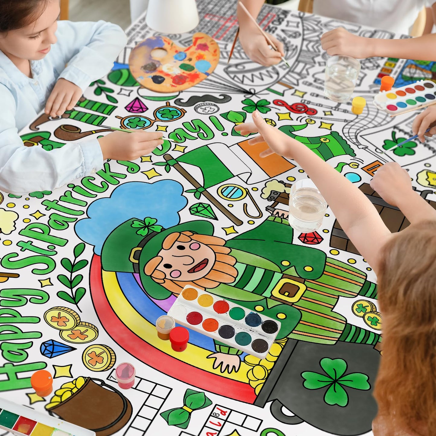 St. Patrick'S Day Coloring Poster For Classroom Wall - Versatile 31.5 X 72 Inches Irish Themed Activity Poster/Table Cover, Scho