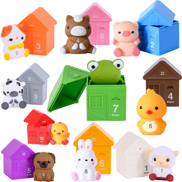 Nutty Toys Farm Animals For Toddlers 12+ Months | 20Pc Top Montessori Counting Matching & Sorting Resources - Best 1, 2, 3 Year