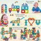 Magnetic Tiles Building Blocks Toys for Kids 144 PCS Magnet STEM Construction Set with LED Lights & Marble Run | Educational Learning Creative Gifts for Kids Ages 5-12 Boys and Girls