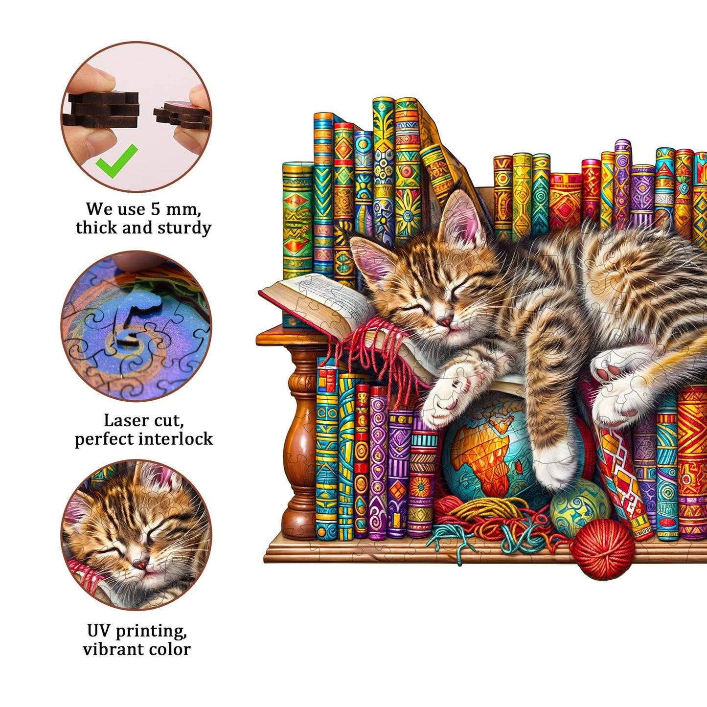 Jigfoxy Wooden Puzzle for mature-themeds  DragonLi Cat Wooden Jigsaw Puzzles for mature-themed  Unique Animal Shape Wood Cut Puzzles  Christmas Thanksgiving Gifts for Friends Family (L-13.4 * 10.8in-280pcs)