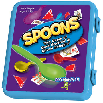 Spoons In A Case, Card Games For Kids - Spoons Game, Deck Of Cards, Fun Family Games For Kids And Adults, Playing Cards, Game Night, Travel Games, 3-6 Multi-Player Card Game, Games For Adults, Ages 7+