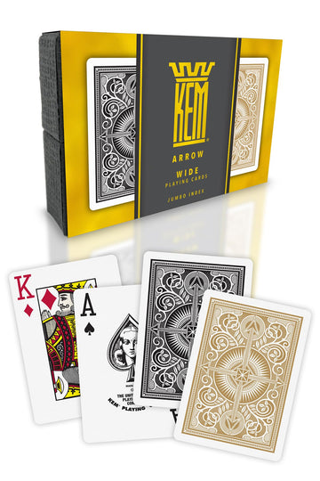 Kem Arrow Black And Gold Plastic Playing Cards - Jumbo Index, Poker Size, Premium Casino Grade - 2 Decks