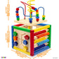 Play22 Wooden Activity Play Cube 6-in-1 for Baby, Removable Bead Maze, Shape Sorter, Abacus, Stacking Cups, Multicolor, Model 6013