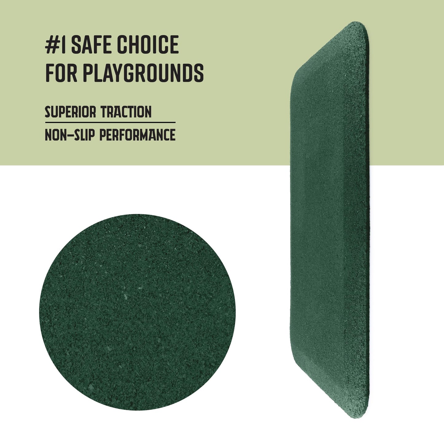 Playsafer Playground Safety Rubber Wearmat For Swingsets And Slides - 1'' Thick X 24'' W X 40'' L (1 Pack, Green)