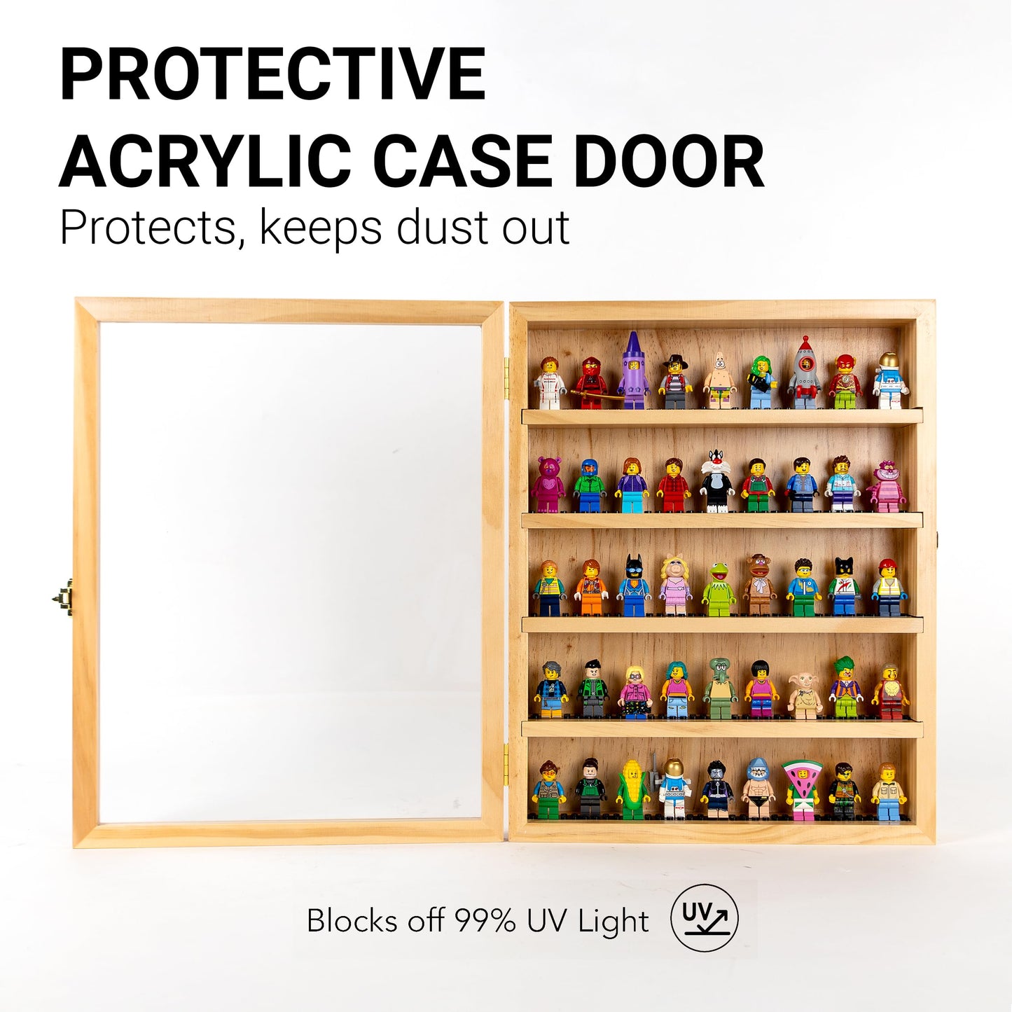 Matterkids Minifigure Display Case  Lego Building Block Toy Miniature Action Figure Display Case for Lego Mini figure Display Case Minifig Display Case Mini Figure Display Cabinet  Number Lock (Black)