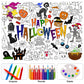 Giant Halloween Coloring Poster With 6 Stacking Crayons, Bat Ghost Party Favor Set Jumbo Paper Coloring Banner Large Art Crafts