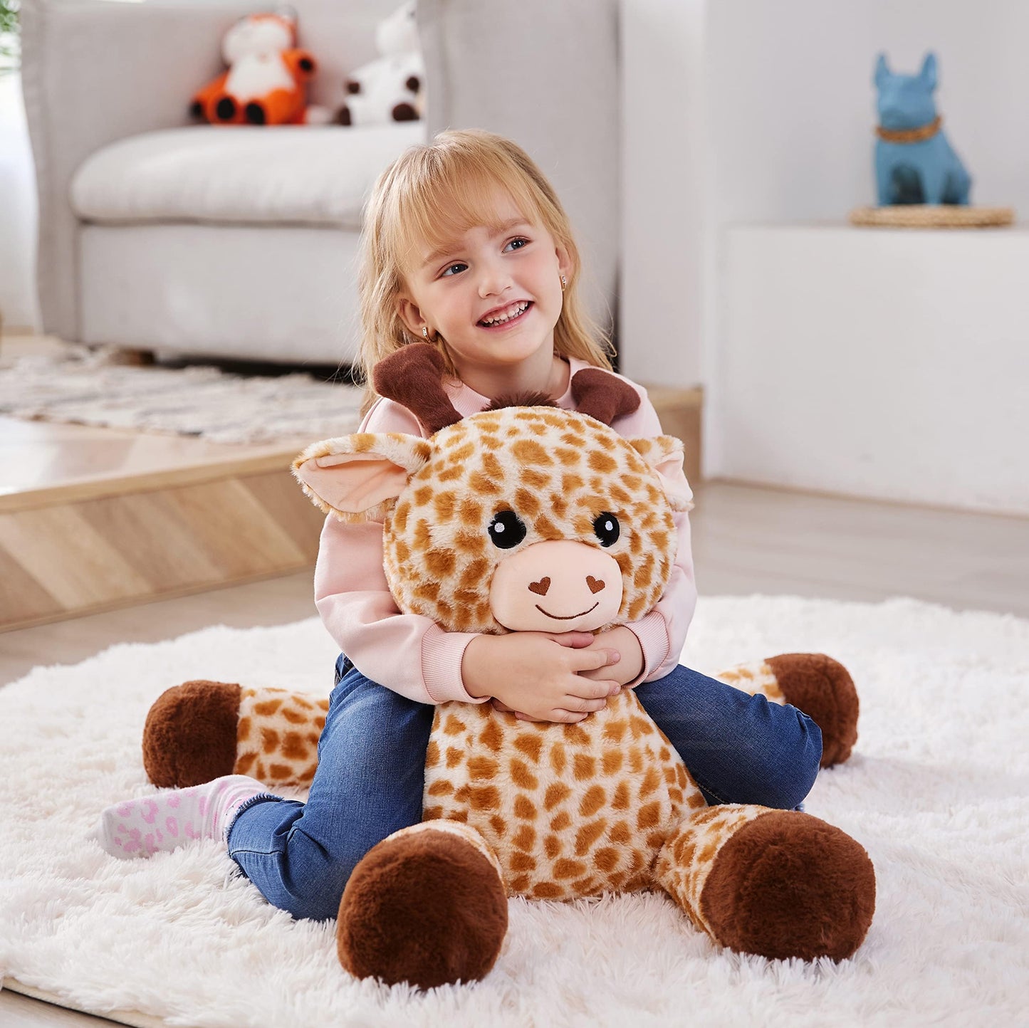 Ikasa Large Giraffe Stuffed Animal Plush Toys,Soft Toy 30' Giant Cute Huge Big Size Jumbo Kawaii Fluffy Plushy Fat Oversized Plushie,Gifts For Kids