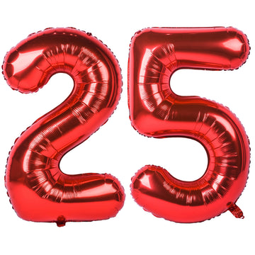 40 In Red Number Balloons Helium Foil Mylar Balloon Birthday Party Banquet Decoration Digital 25