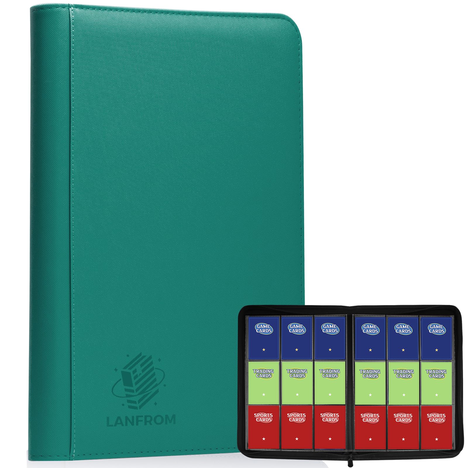 9 Pocket Card Binder  enhanced Ringless Trading Card Binder 360 Side Loading Pocket PU Card Collection Binder  Sturdy Collectible Card Albums Card Folder for MTG  TCG  Sports Cards  Game Cards-Green