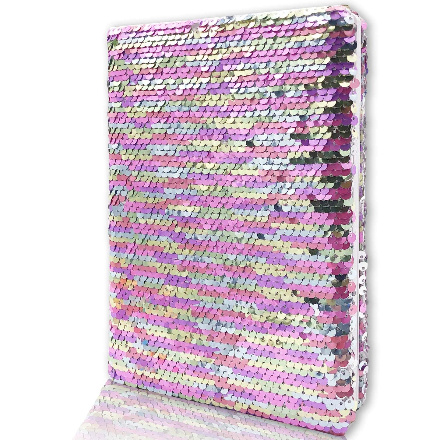 Sequin Girls Journal for Kids  8.5x5.5 160 Lined Pages Diary for Girls and Boys Reversible Flip Sequence Notebook for Teenage Pre School Writing Drawing Travel Gifts (Rainbow to Sliver)