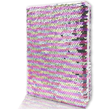 Sequin Girls Journal for Kids  8.5x5.5 160 Lined Pages Diary for Girls and Boys Reversible Flip Sequence Notebook for Teenage Pre School Writing Drawing Travel Gifts (Rainbow to Sliver)