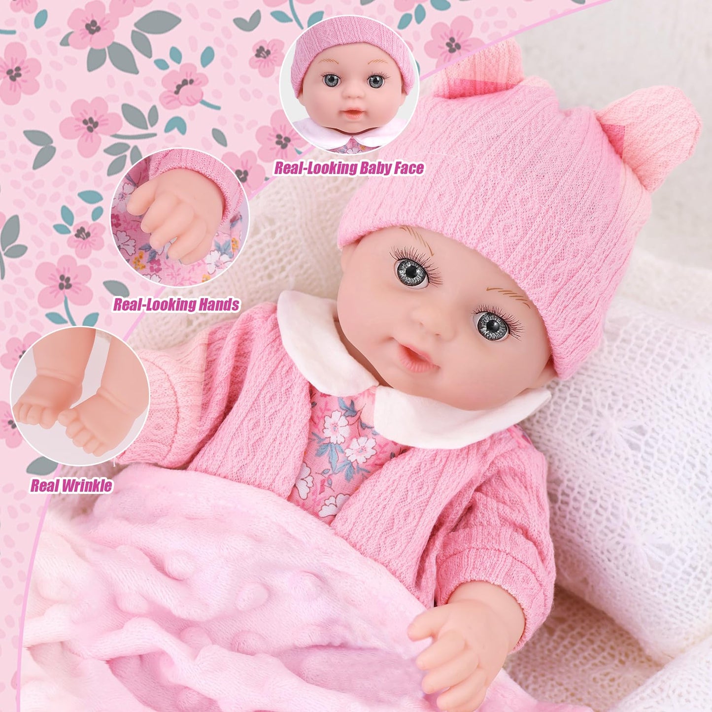 Dotvosy 12'' Baby Doll Set With Clothes And Baby Carrier For Dolls Reborn Baby Doll Accessories Include Feeding Bottles Nipple T