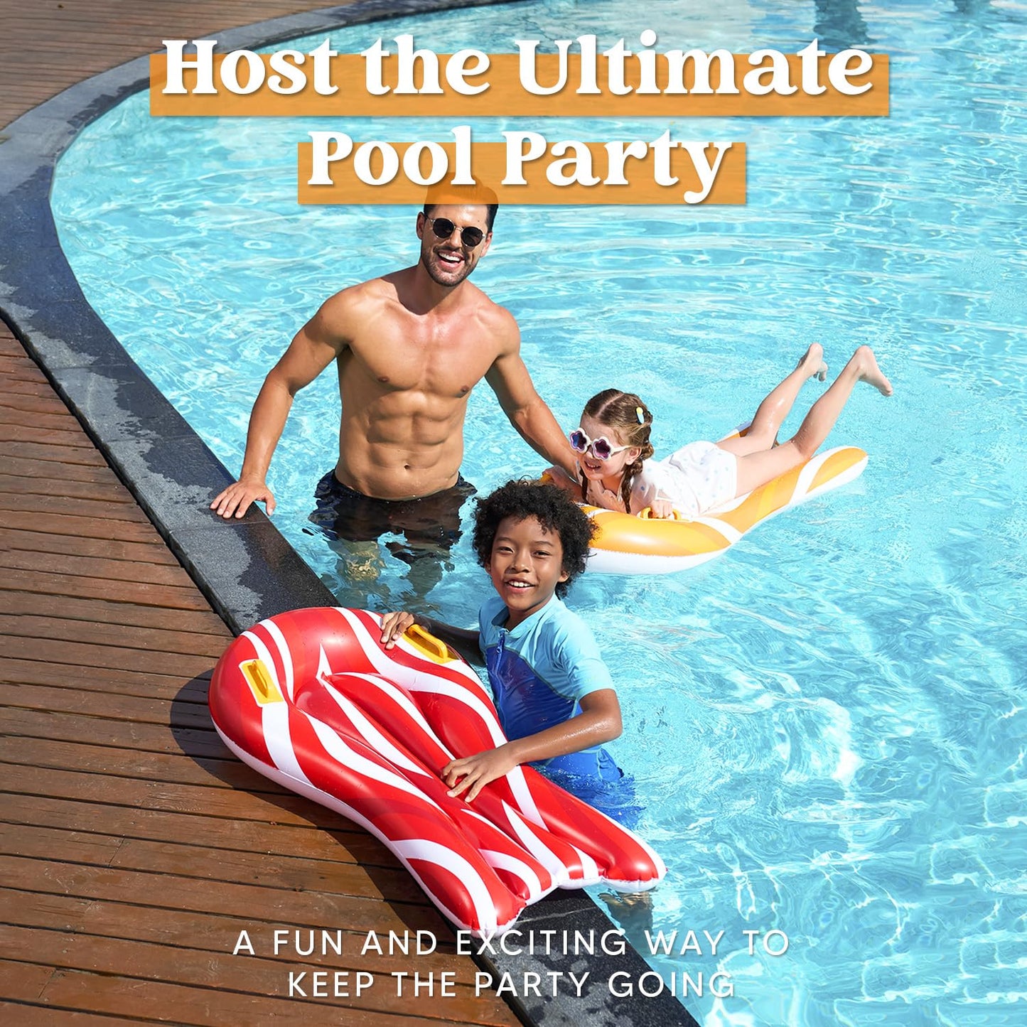 Sloosh 2 Pack Inflatable Body Boards For Water Slides, Surfing Board Pool Floats, Swimming Pool Floating Boards Learn To Swim, S