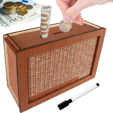 Cash Vault Wooden Savings Box, Adults Money Box With Counter For Savings Goal $10000, Piggy Bank For Adults Kids, Wooden Cash Bo
